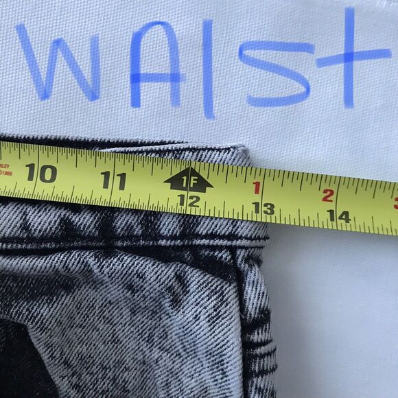 Zara Black Gray Acid Wash Knee Length Denim Straight Pencil Jean Midi Skirt - S - Picture 5 of 8